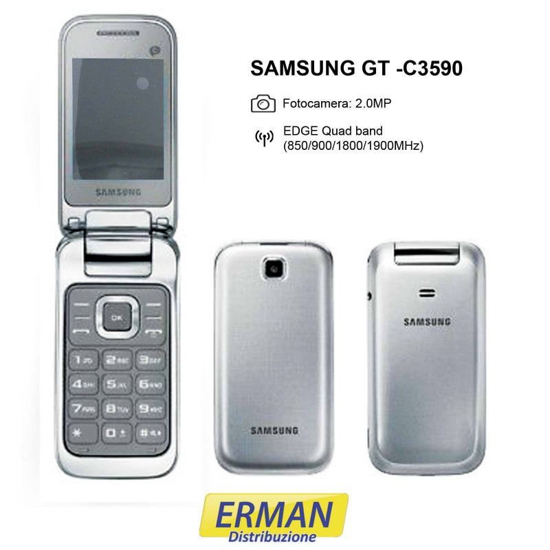 Samsung GT C3590 Telefono cellulare display a colore, Argento Samsung GT C3590 Telefono cellulare display a colore, Argento