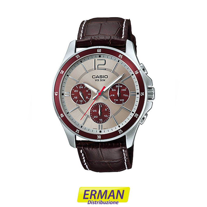 Orologio da polso Casio mtp-1374l-7 cinturino in pelle cronografo Orologio da polso Casio mtp-1374l-7 cinturino in pelle cronografo